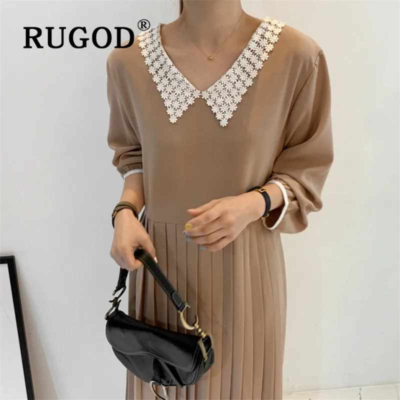Женское платье-макси RUGOD повседневное плиссированное платье в стиле ретро с