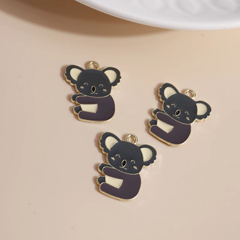 10pcs 21*21 Enamel Koala Charms for Jewelry Making DIY Cute Mini Animal Necklaces Pendants Earrings Handmade Accessories - купить по