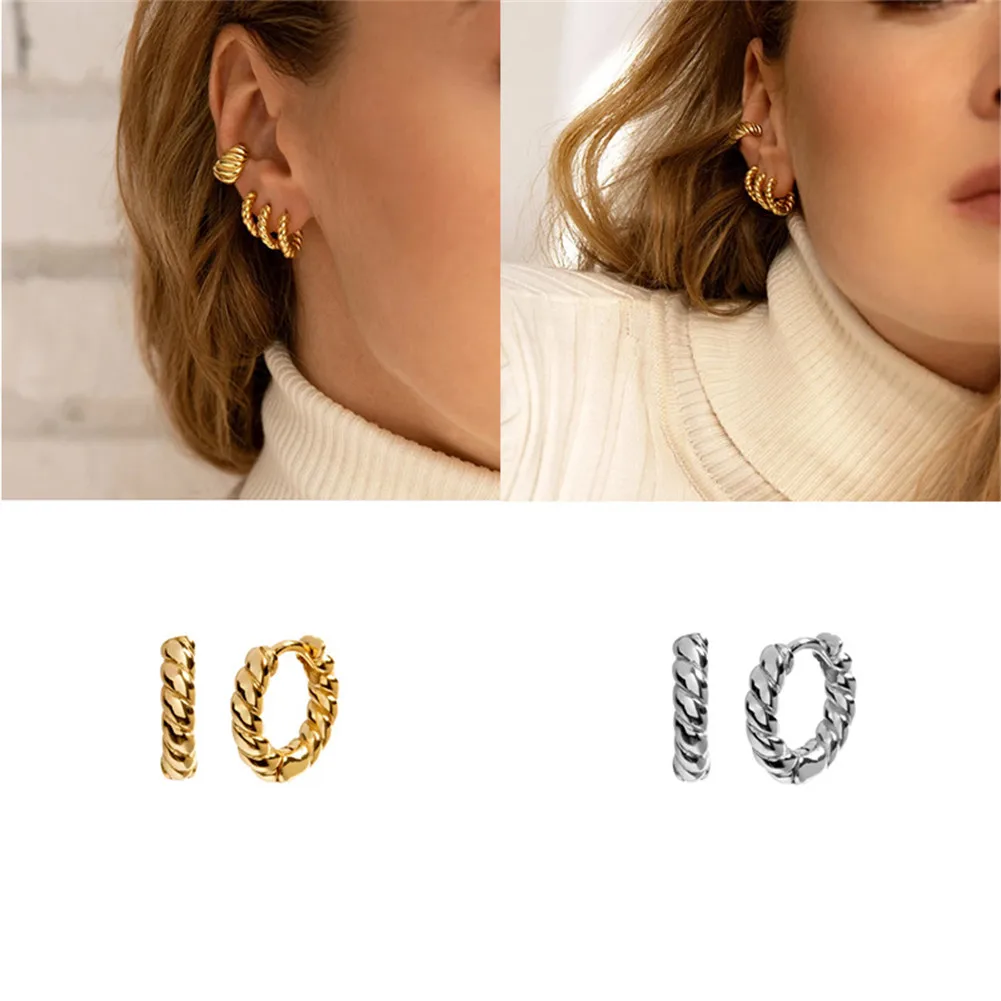 

Vintage Spiral Twist Hoop Earrings for Women Punk Party Earrings 925 Sterling Silver Earrings jewelry for women 2021