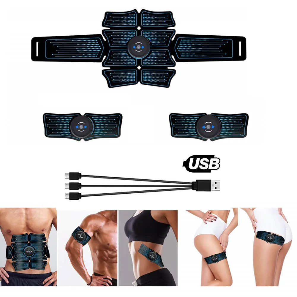 

USB Recharge ABS Electric Trainer Wireless Abdominal Muscle Stimulator EMS Smart Fitness Training Massager Body Slimming Belt