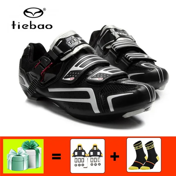 B shoes with cleats TIEBAO sapatilha ciclismo обувь для шоссейного велоспорта бутсы уличные кроссовки шина для шоссейного велосипеда самозакрывающаяся дышащая обувь для велосипеда - Цвет: B shoes with cleats