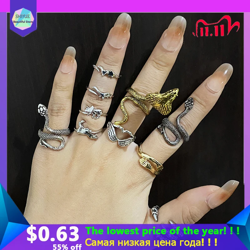

Hands Embracing Opening Rings for Women Men Goth Stainless Steel Ring Punk Hip Hop Charms Jewelry Matching Rings Aestethic 2021