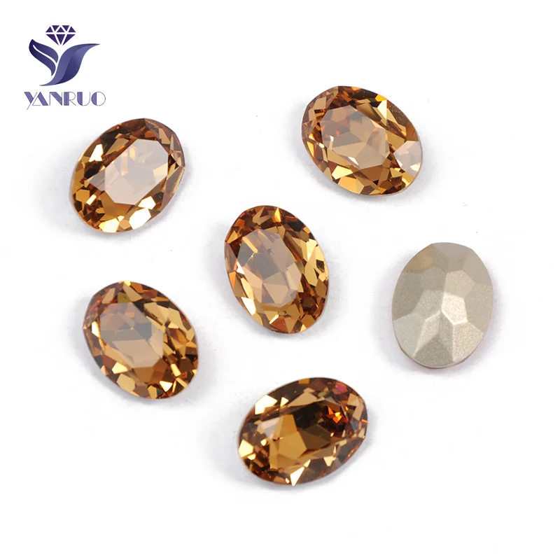 Light Colorado Topaz Yanruo 4120 Овальные Стеклянные Стразы Самоцветы DIY шитье кристаллы Декоративные Камни Точка назад пришитые Стразы для украшения для одежды - Цвет: Light Colorado Topaz