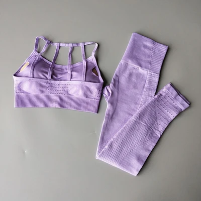 Бесшовный комплект для йоги женская одежда фитнеса спортивная женские леггинсы