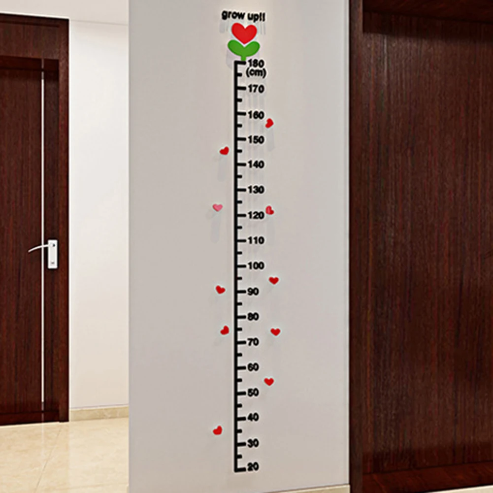 Новые измерения высоты стикеры Настенные акриловые дерево Sprouts сердце Ростомер