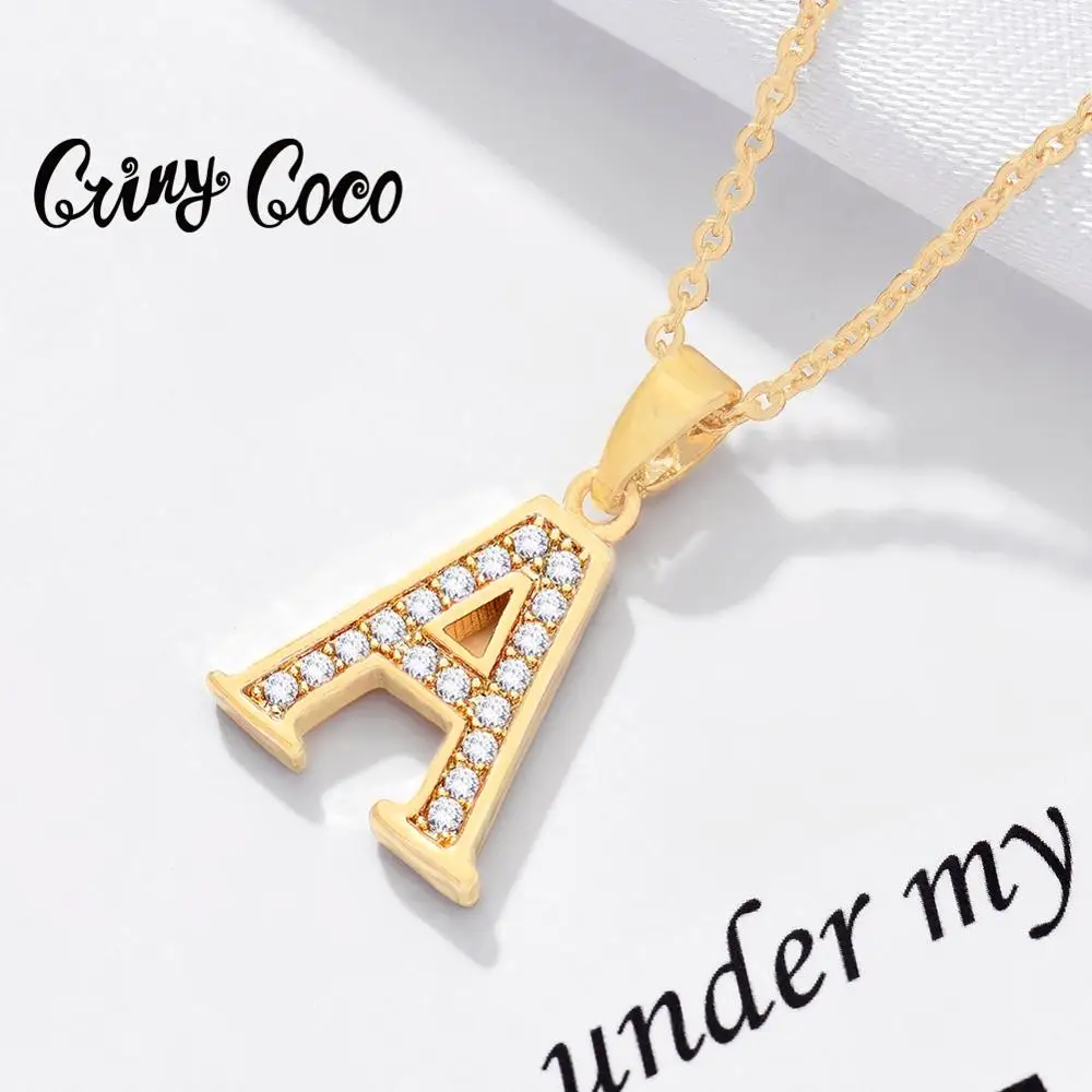 Cring Coco высокое качество буквы А цепи ожерелья модные золотой цвет металл циркон