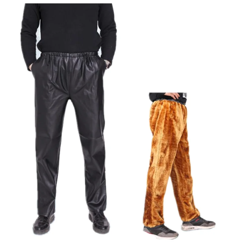 Мужские зимние брюки из искусственной кожи пу Детские плотного повседневные