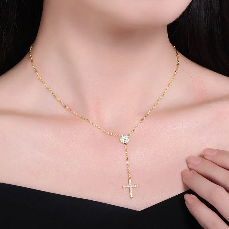 KALETINE 925 Sterling Silver Rosary Necklaces Trendy Gold Jewelry Cross Charms Turkey Evil Eye Necklace Women Accessories Men|Ожерелья| |