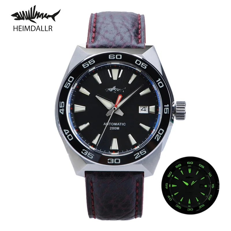 

Heimdallr Men's Diver Watch 45.5mm Black Dial Sapphire Ceramic Bezel NH35 Automatic Movement 200m Water Resistant Green Lume