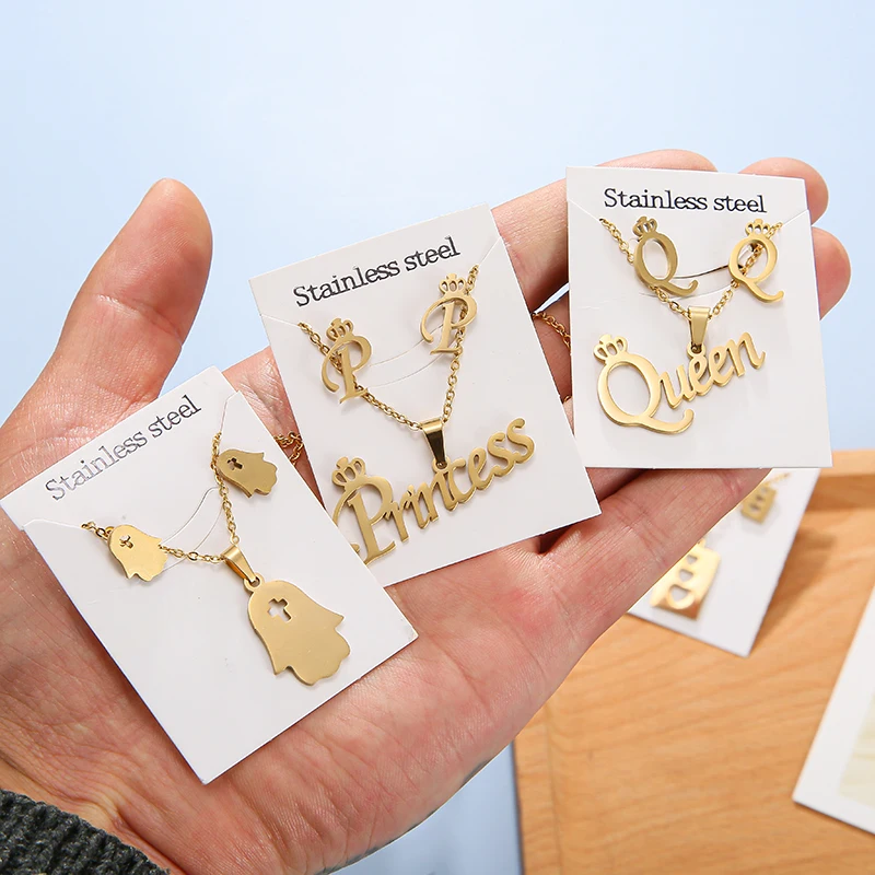 Комплект ювелирных изделий для женщин ожерелье и серьги из нержавеющей стали в