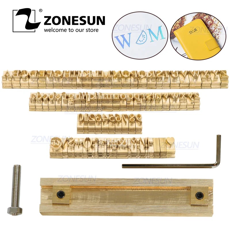 ZONESUN Пользовательский логотип латунная кожа штамп буквенный набор прессформы