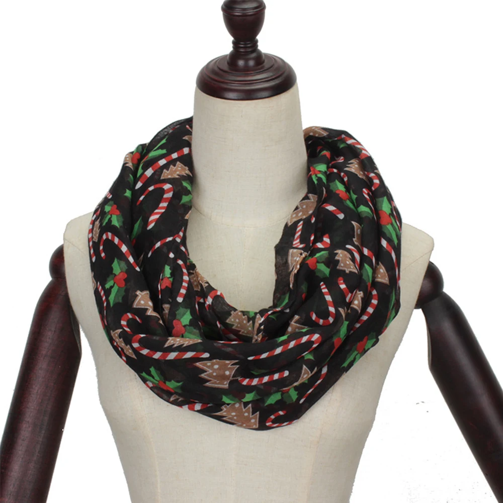 Рождественский женский шарф с Санта-Клаусом снеговиком Солнцезащитный марлевый