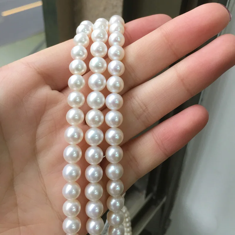 Preço Pérola De água Doce Colar Forma Redonda Com Tamanho 7-7.5mm Brilho Perfeito Para Joias Diy Solta Pérolas De água Doce Vertentes