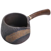 ebony wood side with handmade retro coarse pottery fair cup tea sea gilt iron glaze dispenser male cup even cup teapot set