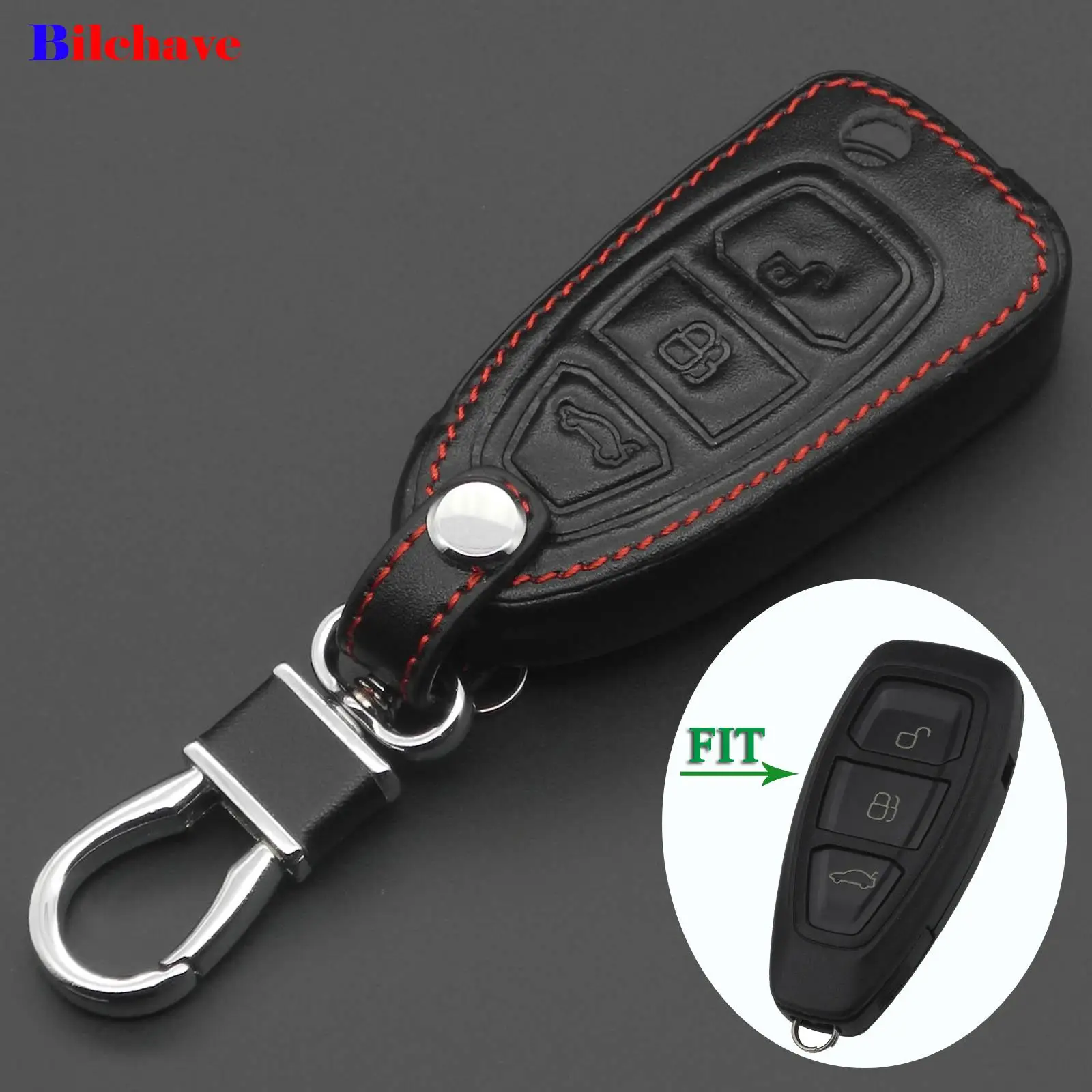 Кожаный чехол-брелок jingyuqin с 3 кнопками для Ford Mondeo Mk4 Focus 2 4 St Kuga Fiesta Fusion Ecosport 2012 2013 2014