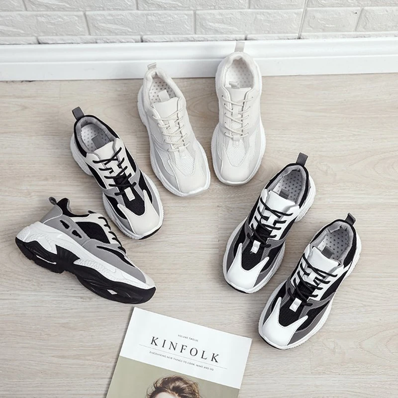 

2020 New Women Sneakers Spring Vulcanized Shoes Ladies Casual Shoes lightweight Breathable Flat Shoes Tenis Feminino NVX274