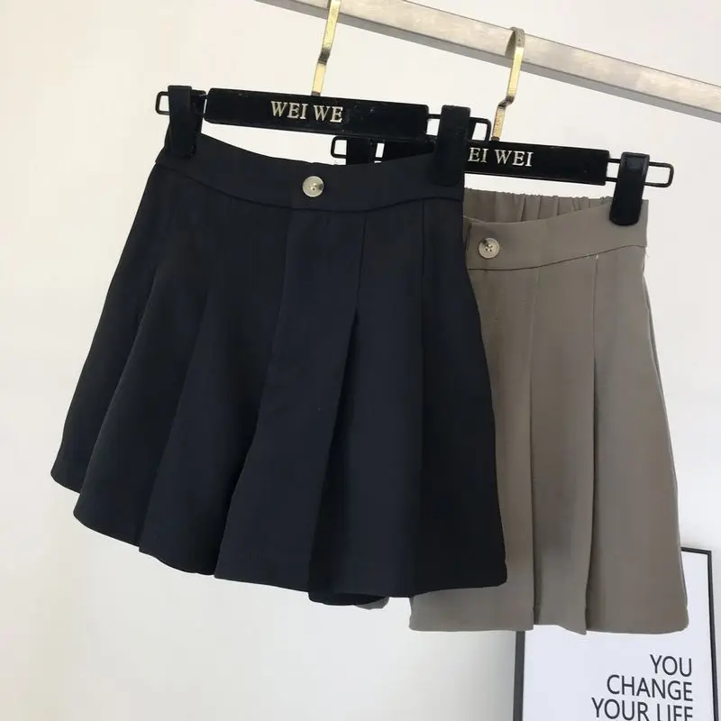 

2021 Summer Korean Style New Fashion High Waist Slimming Pleated Shorts Women's Wide-Leg Pants Casual Design Suit Shorts Female
