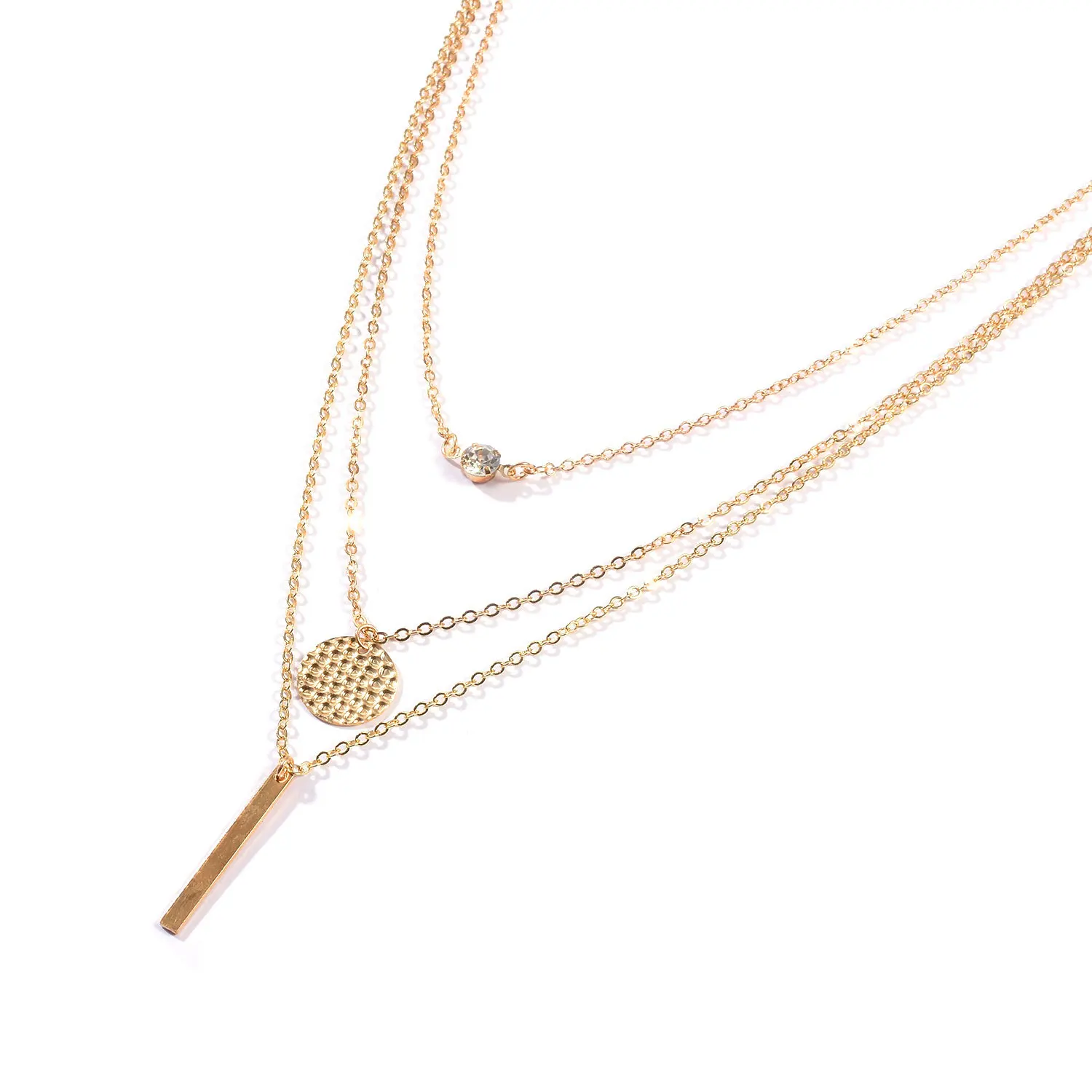 Трендовое многослойное ожерелье с металлической ручкой и блестками в стиле