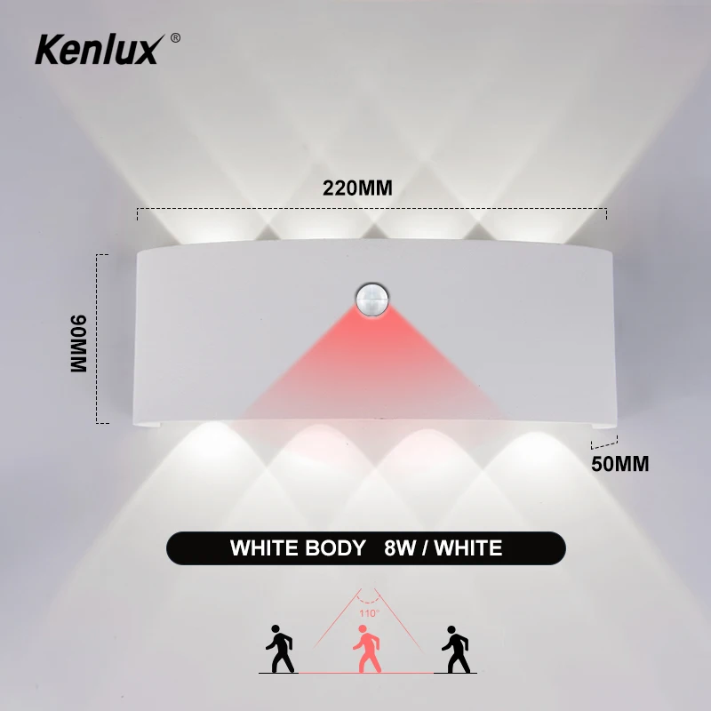 

Outdoor&Indoor LED Wall Light With Human Body Motion Sensing IP65 Waterproof Wall Lamp Garden Light Fixture Aluminum AC90-260V