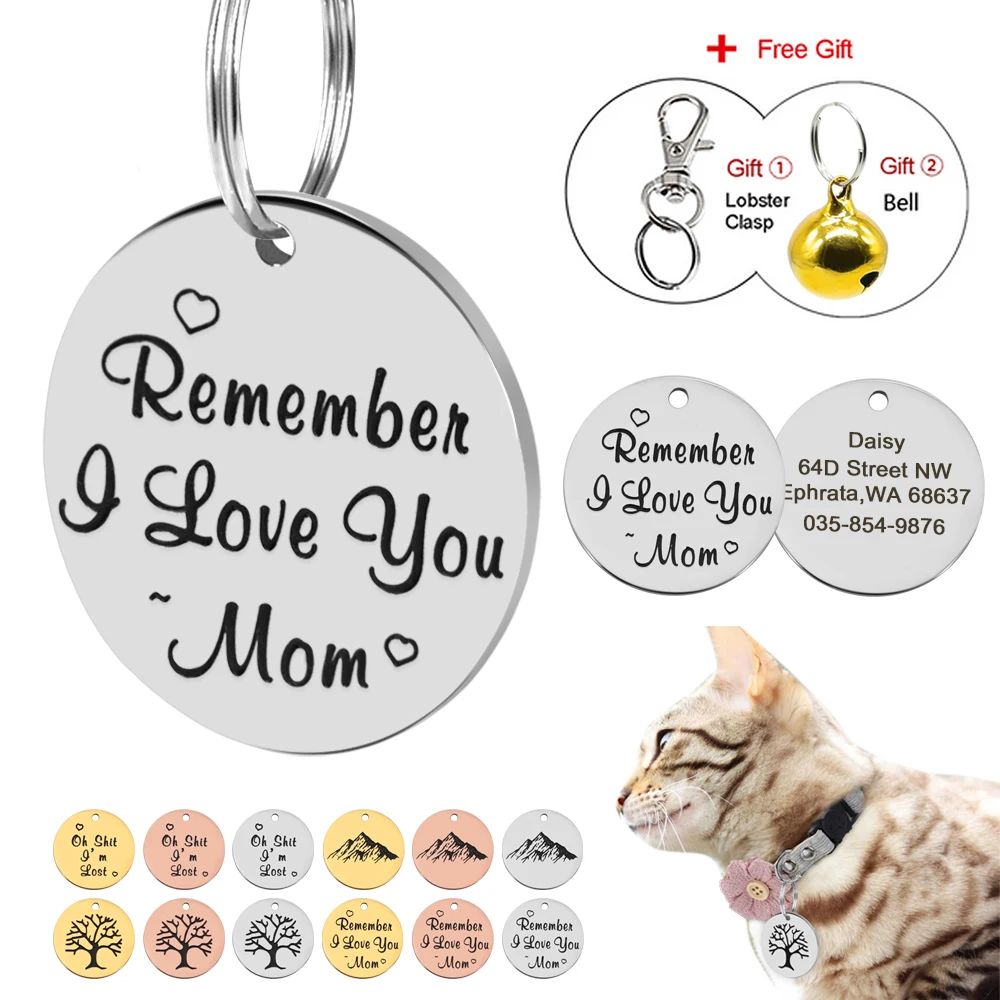 

Custom Dog Cat ID Tag Personalized Round Dogs Kitten Tags Free Engraved Cat Puppy Nameplate For Dogs Cats Pet Collar Accessories