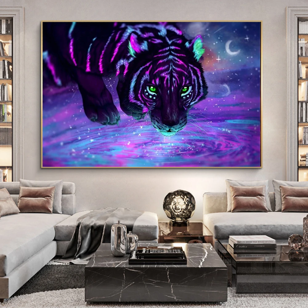 

Modern Animals Galaxy Stars Tigers Oil Canvas Paintings Wall Art Posters and Prints Wall Art Pictures for Living Room Cuadros