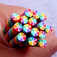 20pcs miniature candy clay cane rainbow swirl candy polymer clay cane dollhouse craft supplies 0 5cm
