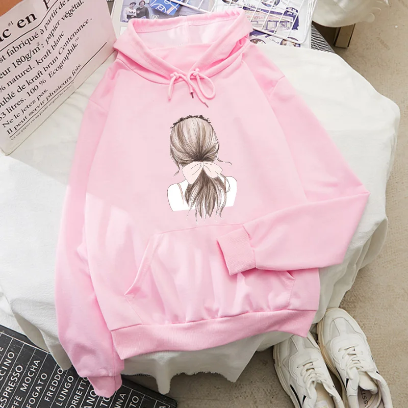 Hoodies oversized print Girl Pocket Sweatshirts Hooded Harajuku Spring Casual Vintage Korean Pullovers Women sweetshirts