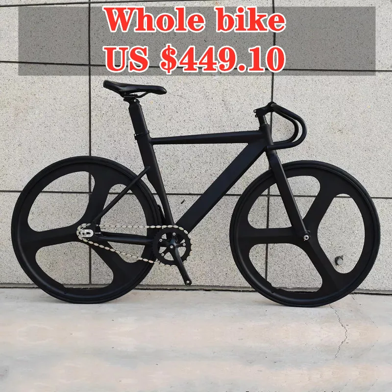 Bicicleta de piñón fijo 700C, estructura de aleación de aluminio Muscular, 48cm, 52cm, 56cm, con doble rueda de 3 radios y freno en V