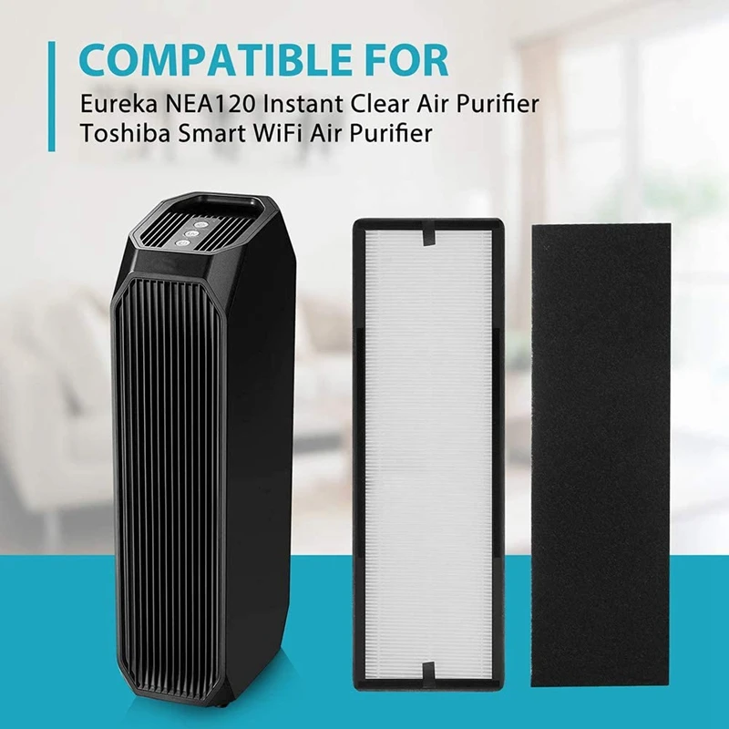 

F1 True HEPA Replacement Filter for Eureka NEA120 Air Purifier 2 True HEPA Filters & 8 NEA-C1 Activated Carbon Filters