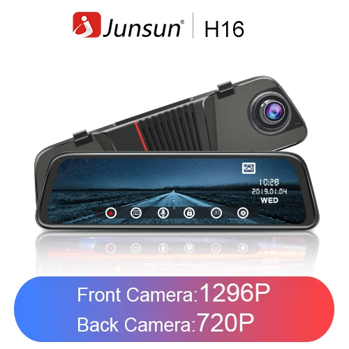 F 1296P R 720P Junsun H16, новинка, технология 2.5D, FHD, 1296 P, поток, медиа, зеркало заднего вида, DVR, двойной объектив, тире, камера, 10 дюймов, ips, ночное видение, парковочный монитор - Название цвета: F 1296P R 720P