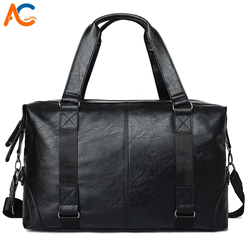 ALENA CULIAN однотонная черная кожаная дорожная сумка для мужчин Повседневная на