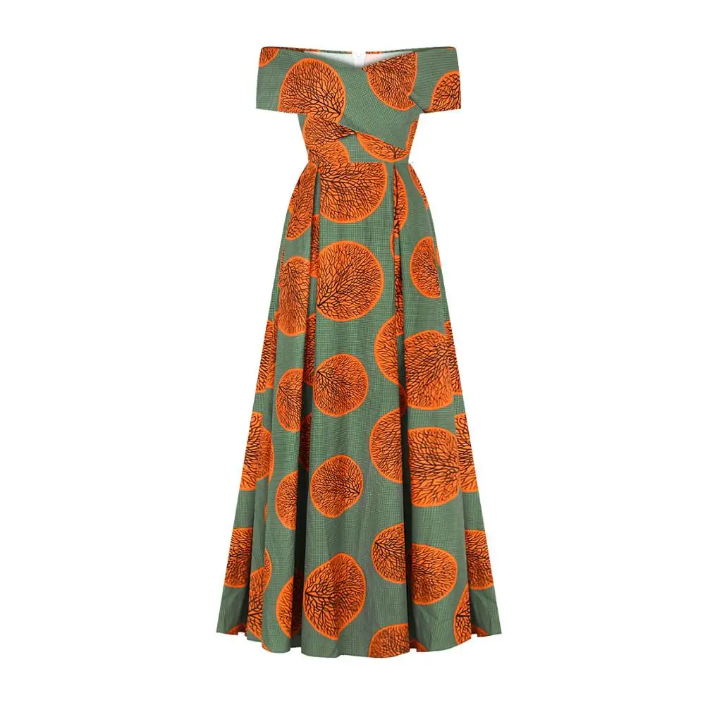 

Autumn and winter new women's African style digital printing sexy women's dress with split neck and tube top sexy long skirt