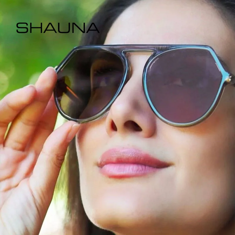 Солнцезащитные очки в ретро-стиле SHAUNA с плоским верхом и оправой из TR90 |