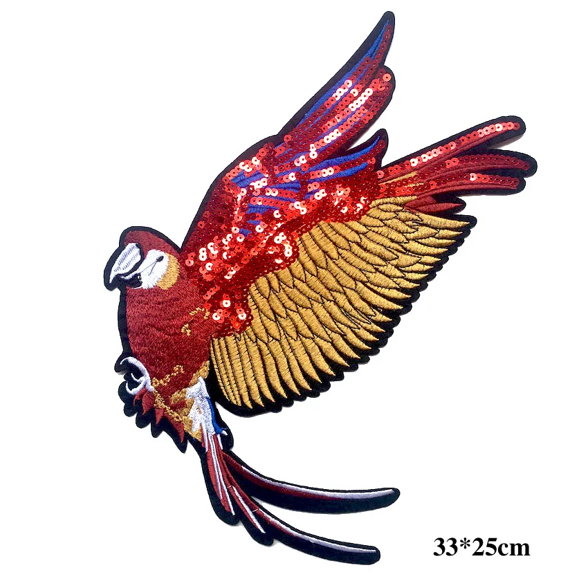 1 шт. большой красивыми блестками птица патчи для одежды пришить вышитые наклейки