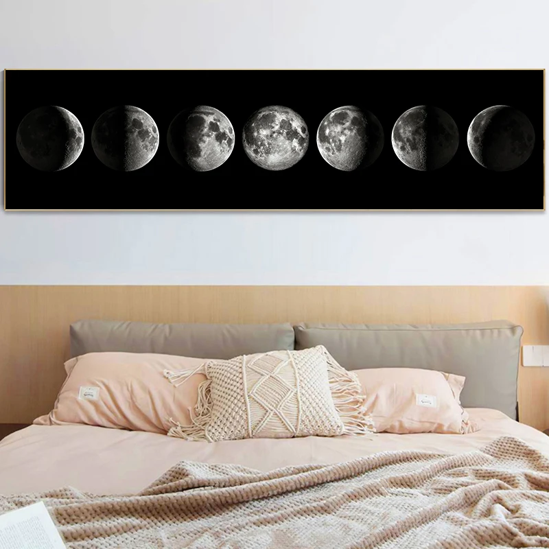 Лунная фаза Скандинавская живопись на холсте плакаты и принты Минималистичная