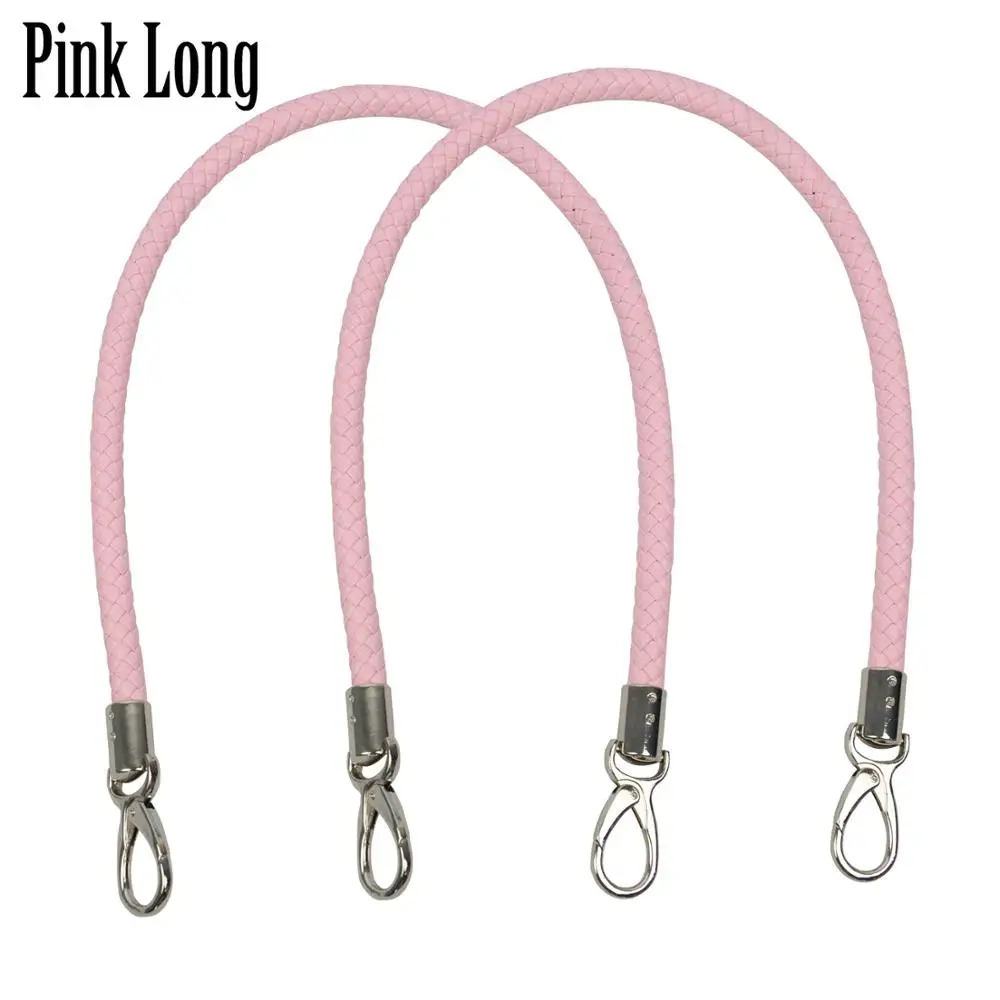 pink long Новинка, huntfun, 1 пара длинных коротких ремней для мини-Сумки С О-образным карманом, женская сумка с ручками, кожаные ручки для OBag, корзина с Луной - Цвет: pink long