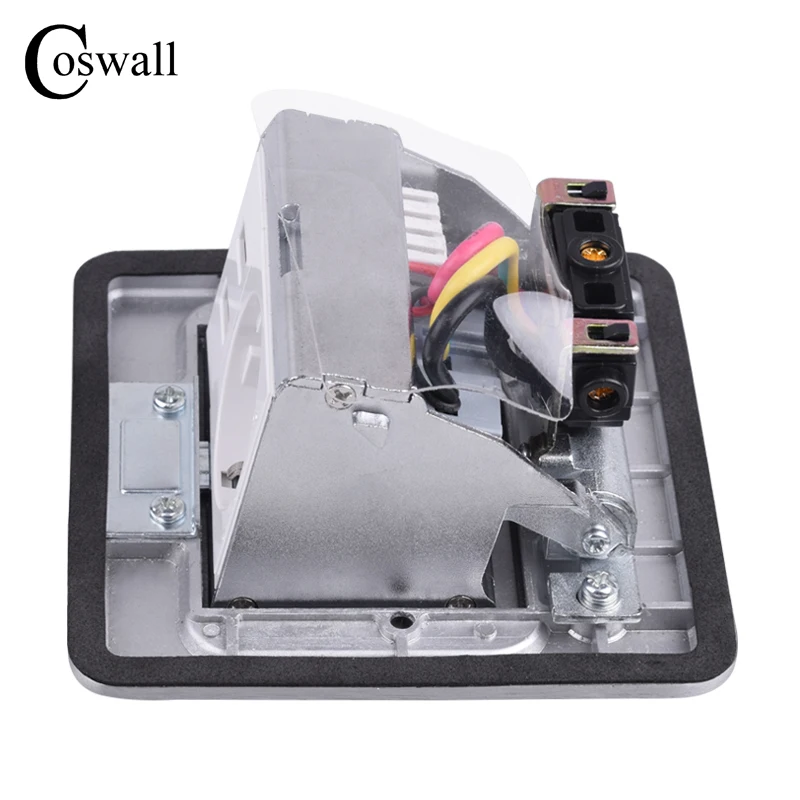 Coswall все алюминиевые Серебристые панели мягкие всплывающие напольные розетки 16A