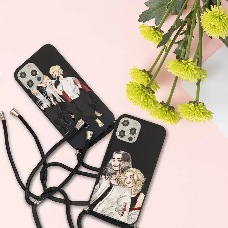 

Anime Tokyo Revengers Mikey BOY GIRL Phone Case For iPhone 7 8 11 12 X XS XR MINI Pro Max Plus Strap Cord Chain Lanyard soft