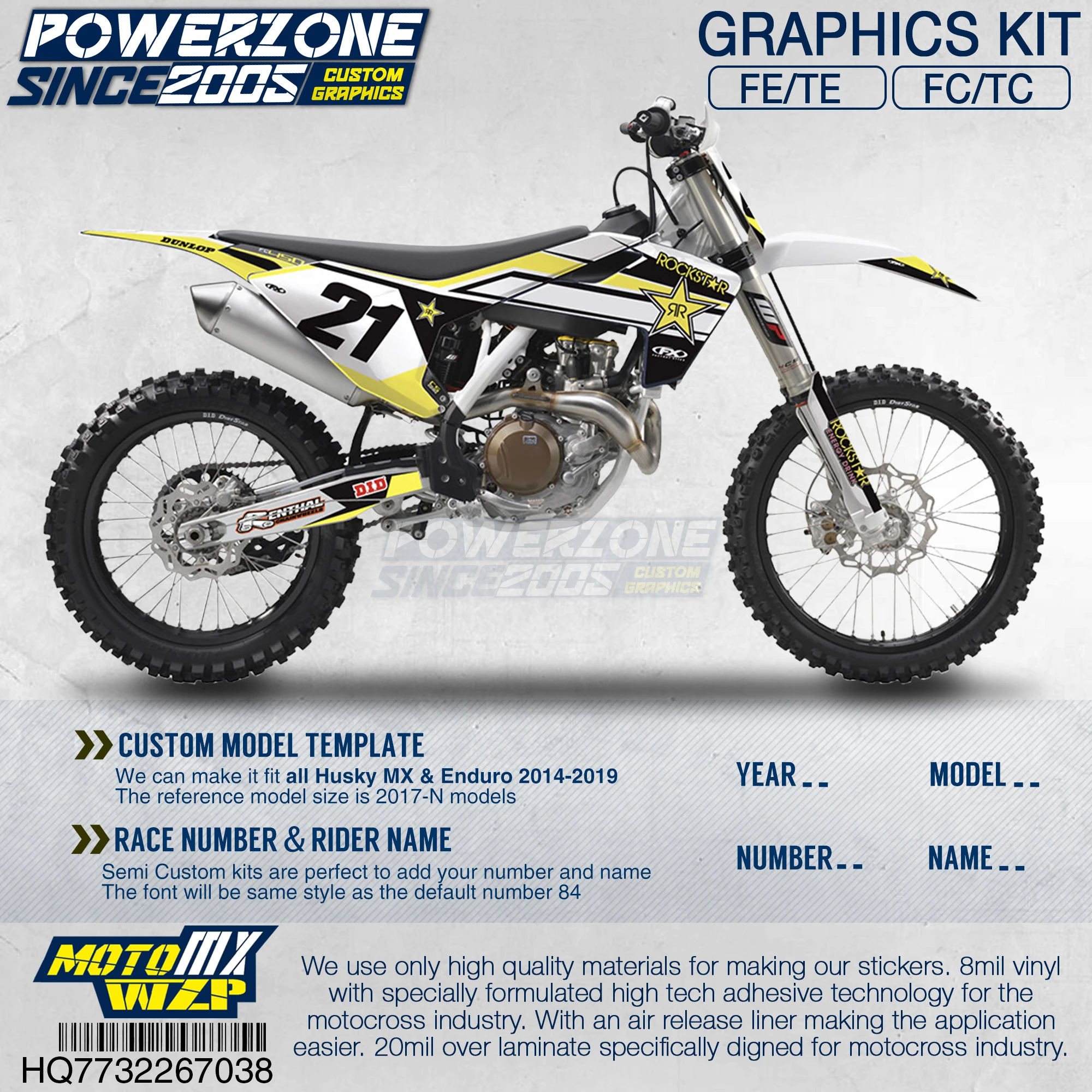 Графика команды на заказ Фоны наклейки пользовательские комплект для Husqvarna 2016-18 TC