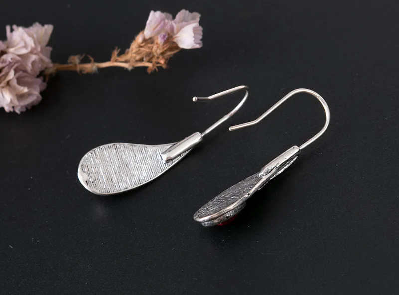 Серьги подвески Женские винтажные в богемном стиле с Рубиновыми