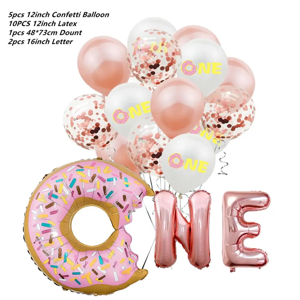 15pcs balloon Пончик тематические праздничные бумажные соломинки 10 шт. чай время пончики десерт для маленьких детей события День Рождения украшения питьевой соломы поставки - Цвет: 15pcs balloon