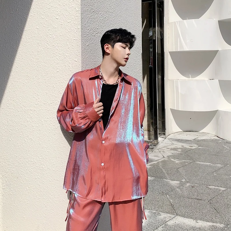 Мужская Повседневная рубашка с длинным рукавом свободная винтажная уличная