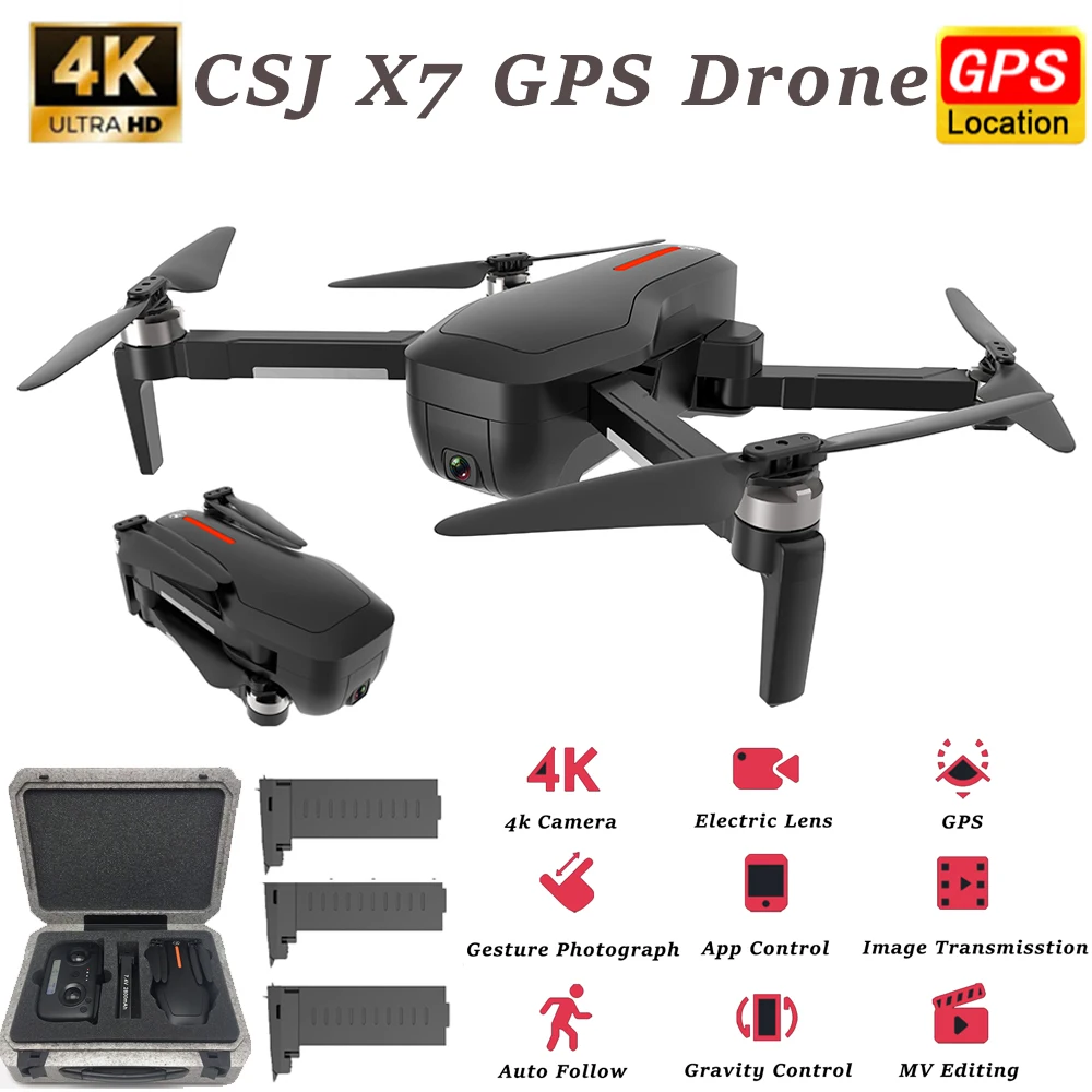 CSJ X7 мини Дрон с 4K камерой 5G Wifi GPS FPV Квадрокоптер складной Профессиональный RC