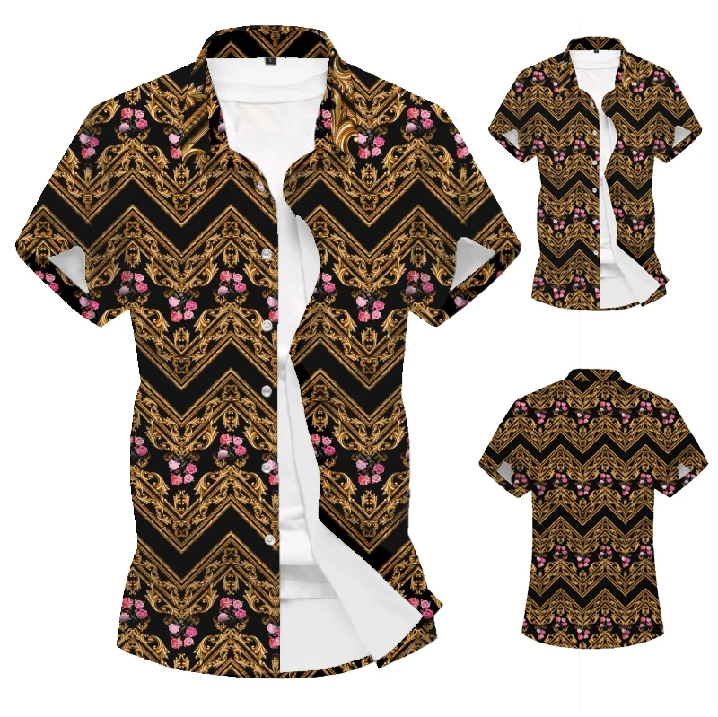 

Мужская рубашка с коротким рукавом, рубашка с принтом в стиле барокко, 3 D, восстанавливающая древние путь, 2020