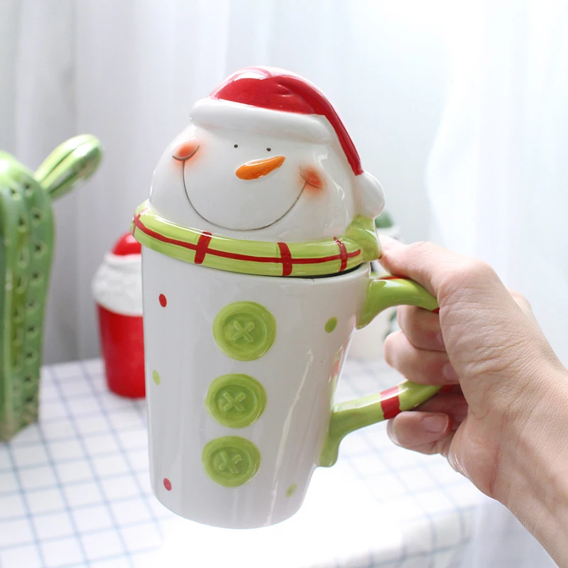 Рождественский керамический стакан 3D со снеговиками с северными оленями Пингвин