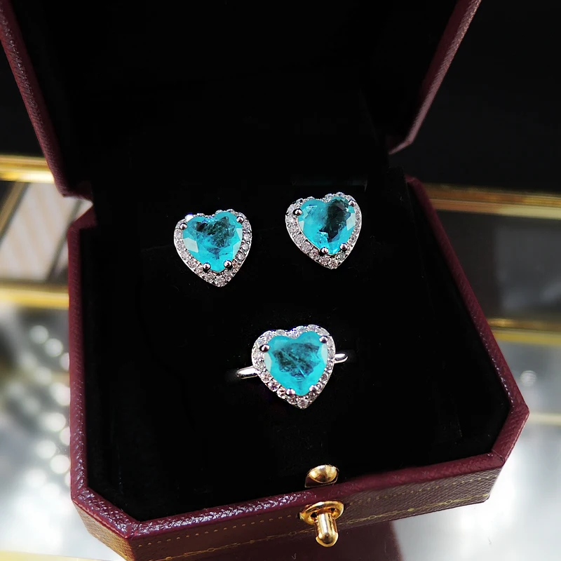 FFGems Paraiba Турмалин изумруд драгоценный камень сердце серебро Золотой Цвет Новые