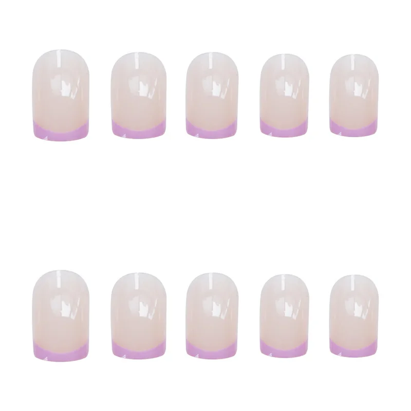 

Hot 24pcs Light Purple Fake Nail Patch Glue Type Removable Short Paragraph Fashion Manicure Save Time False Nail Patch FRE-Drop