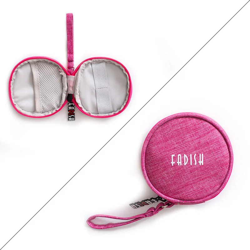 Round fushia Портативный USB кабель Органайзер сумка для наушников коробка дорожный Кабельный органайзер Чехол Органайзер проводов для наушников сумка для кабеля мини сумки - Цвет: Round fushia