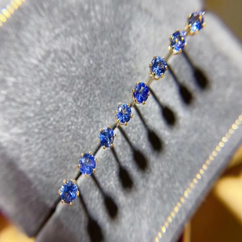 

Natural Sri Lanka Sapphire Stud Earrings for Women Party Top quality Genuine gems Fine jewelry 925 Solid Silver Support Test