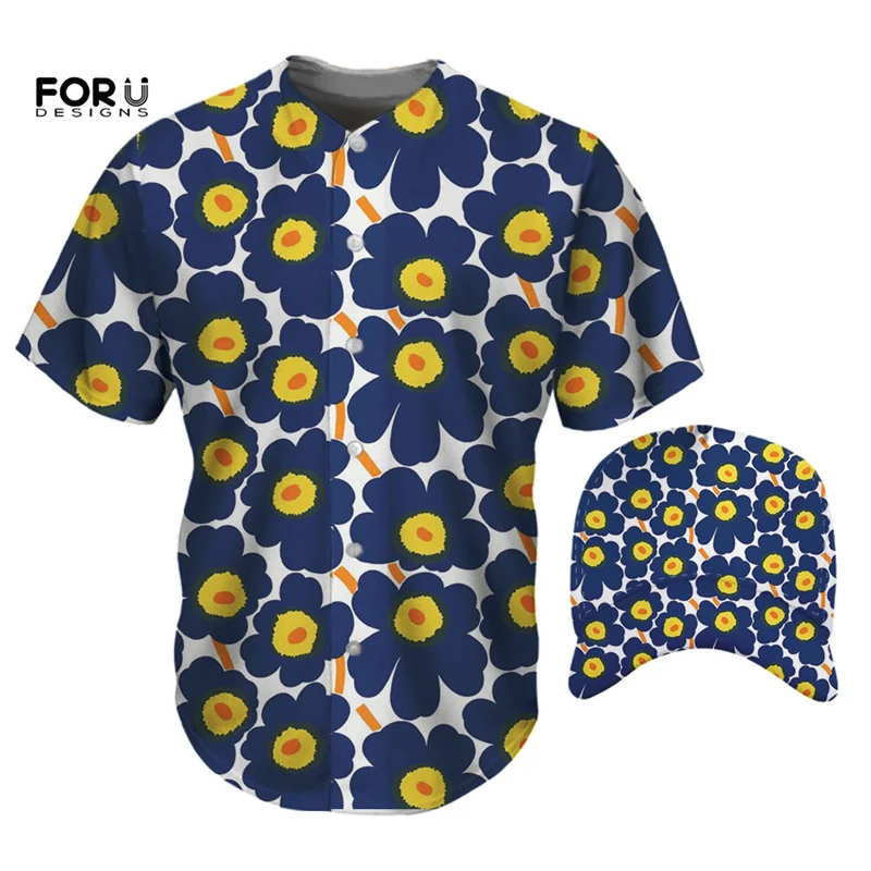 

FORUDESIGNS/футболка для мужчин с коротким рукавом с цветочным узором, бейсбольные кепки и Топы Harajuku, футболка большого размера, летняя одежда